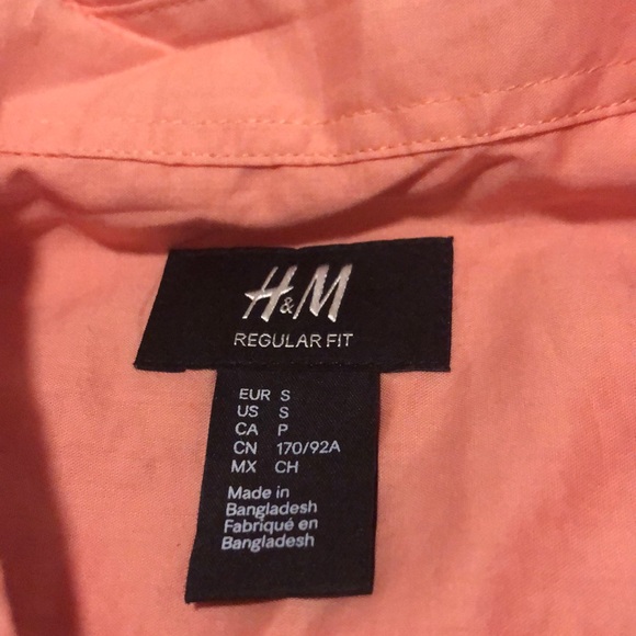 H&M Men’s Peach Dress Shirt Short sleeves - Picture 2 of 2